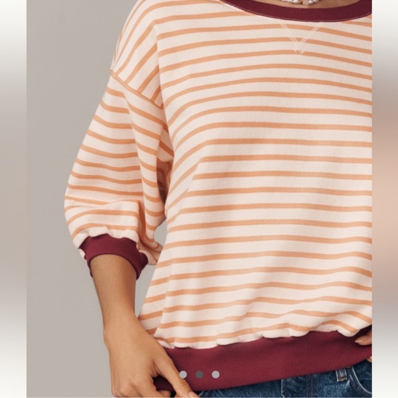 Anthropologie Tops - Anthropologie Striped Sweatshirt in Peach and Burgundy
